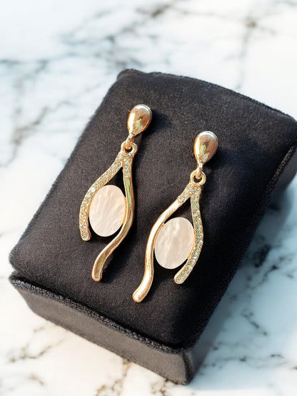 Crystal Curve Statement Earrings – Rose Gold Plated / White Gold Plated 10