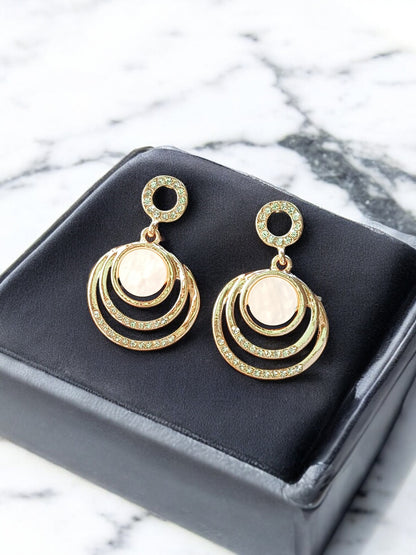 White Gold Plated Triple Crescent Sparkling Hoop Earrings 14