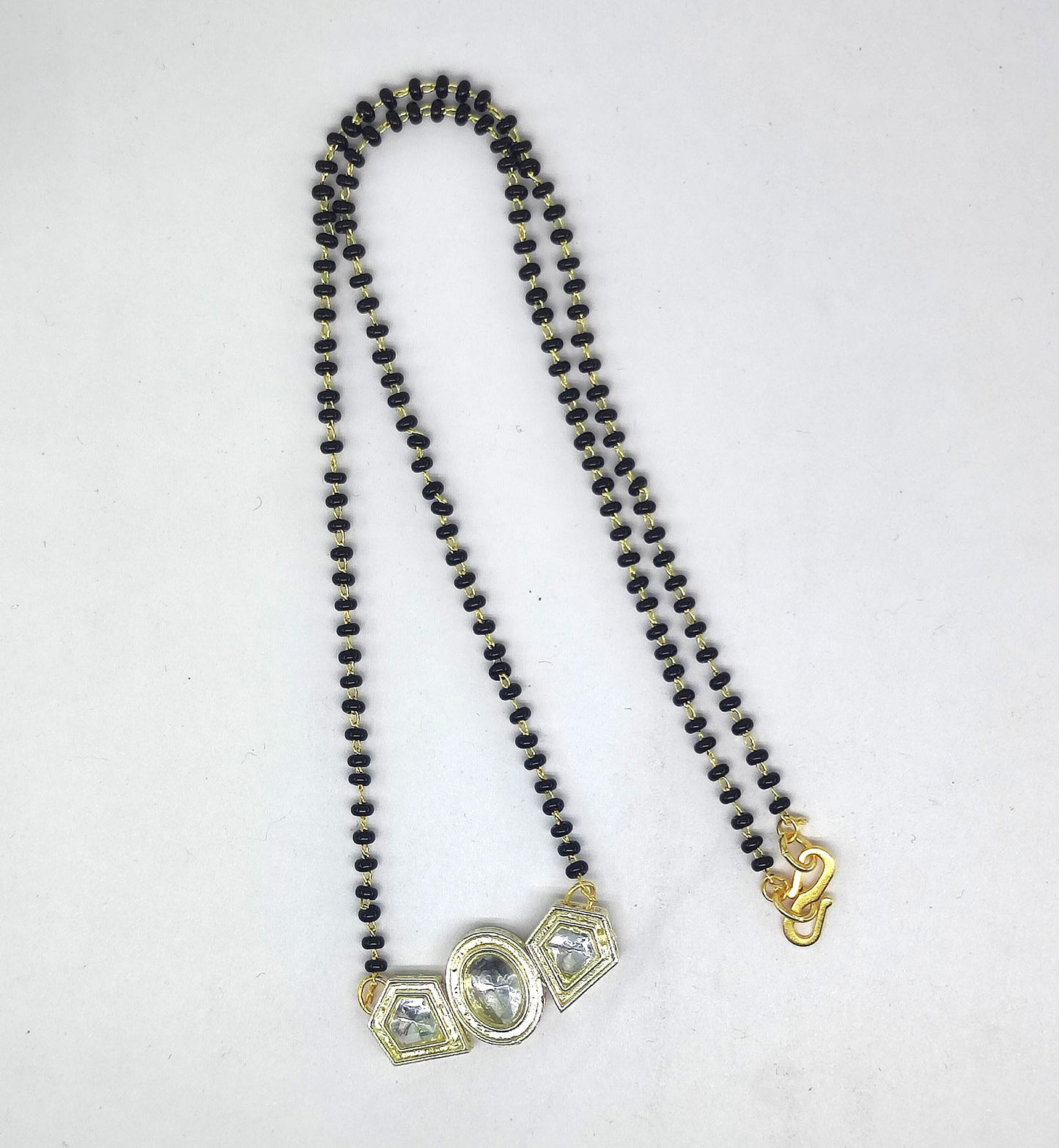 Yellow Gold Plated Tanmaniya with Black Beads Mala 11