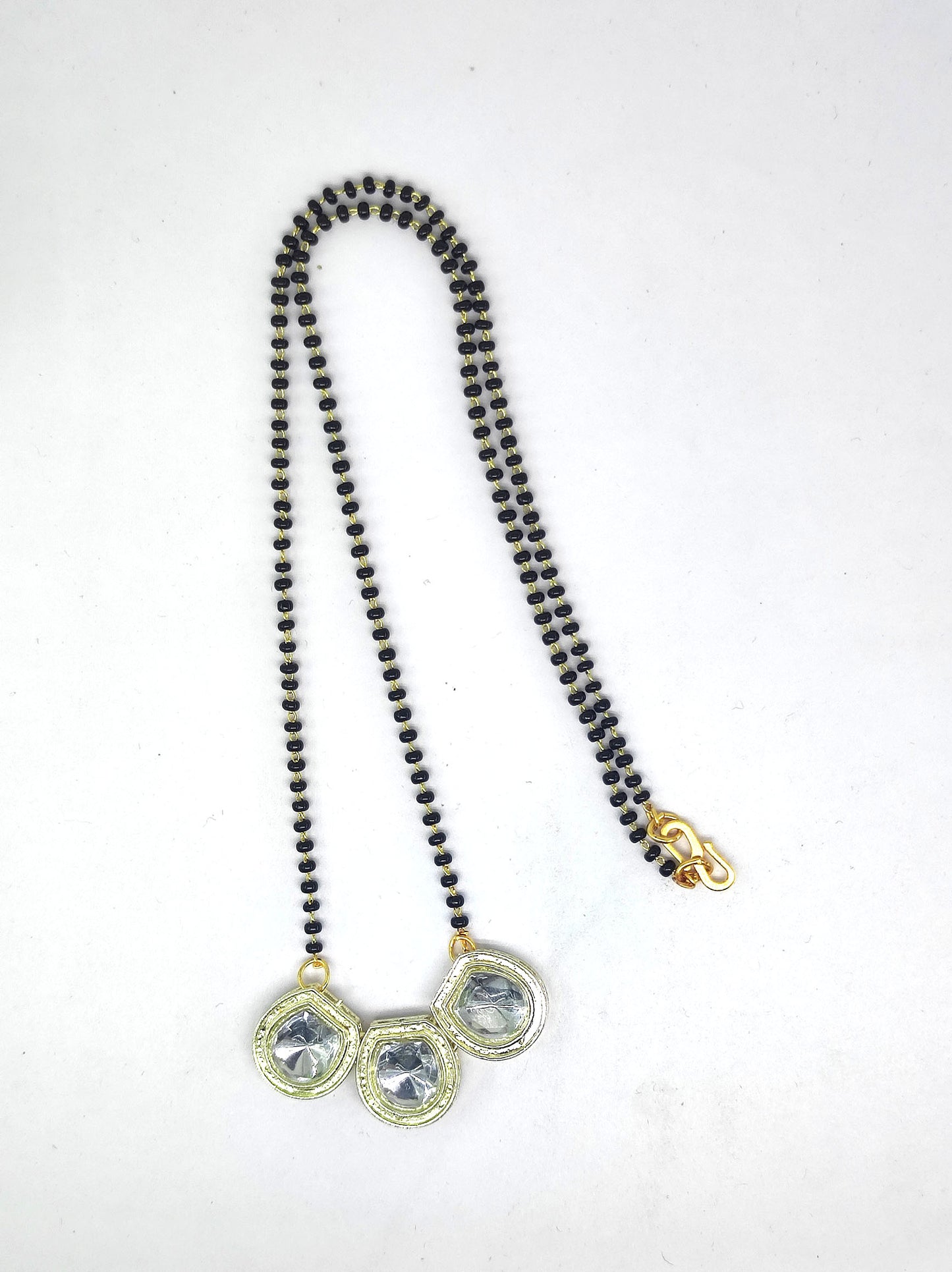 Yellow Gold Plated Tanmaniya with Black Beads Mala 5