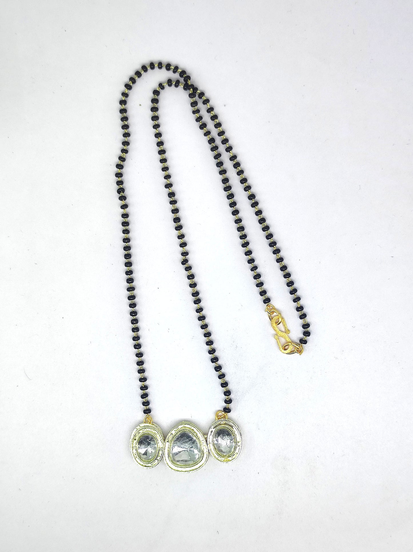 Yellow Gold Plated Tanmaniya with Black Beads Mala 4