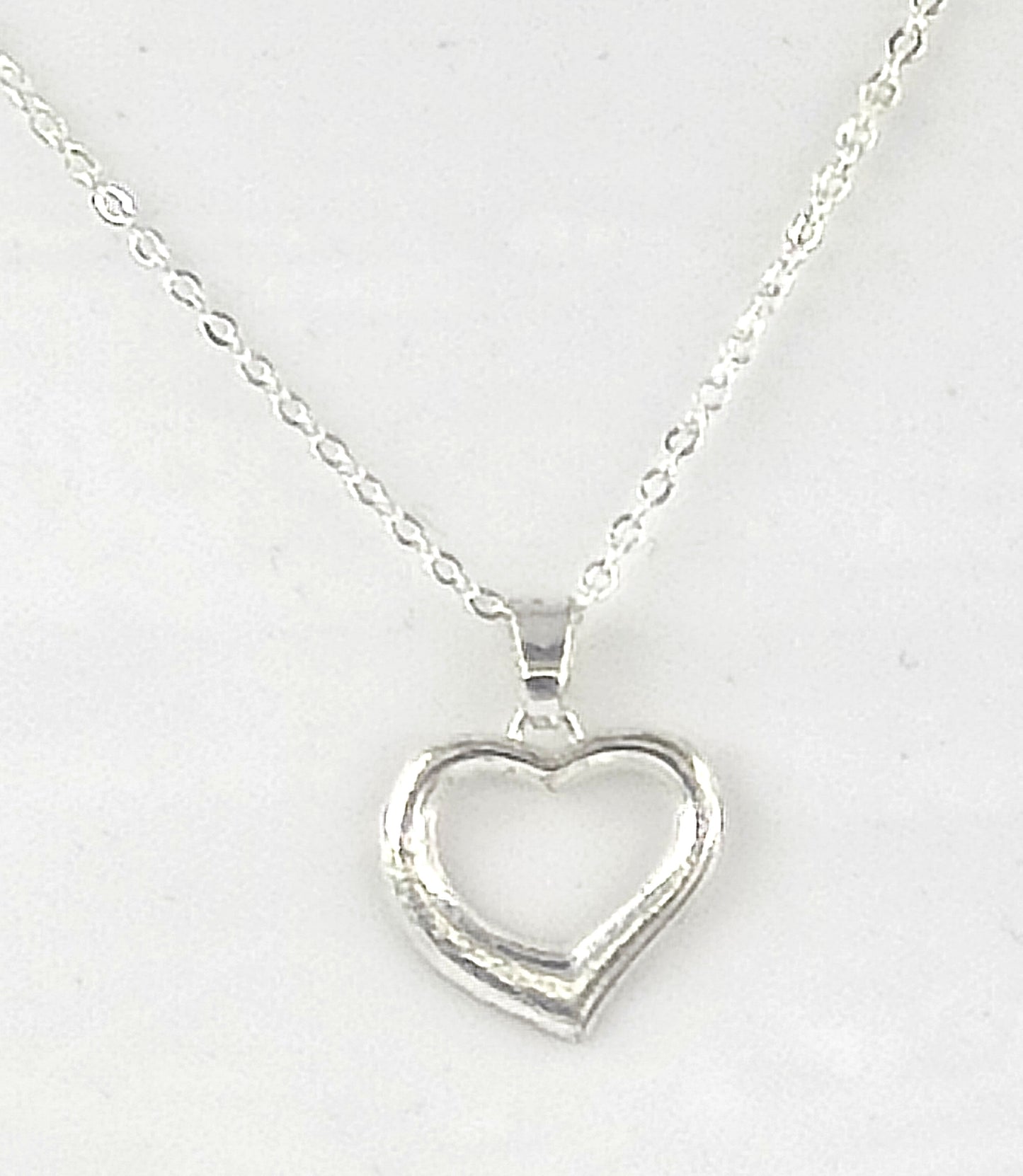 Minimalist Silver Open Heart Pendant with Chain 02