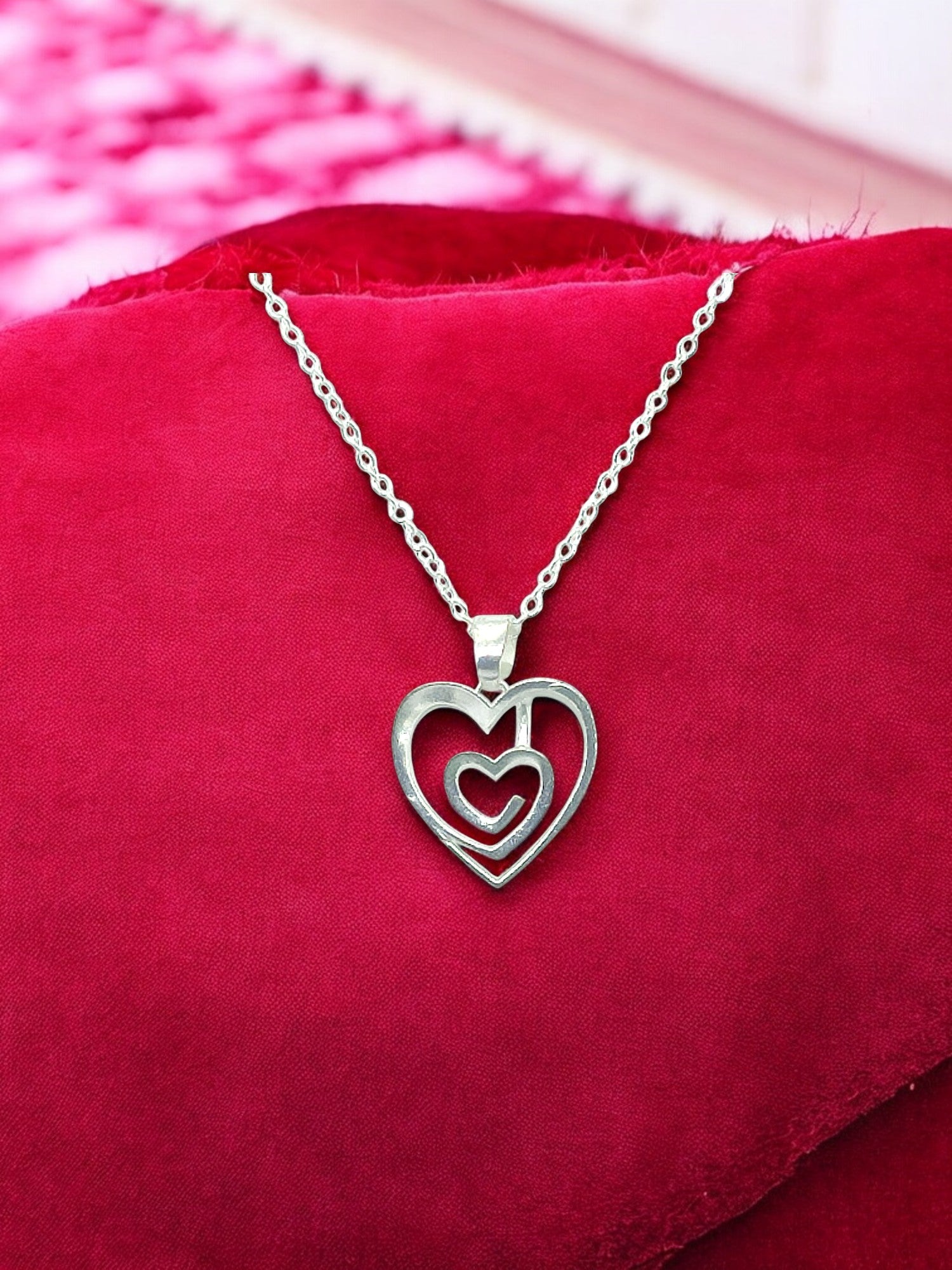 Double Heart Harmony Pendant with chain