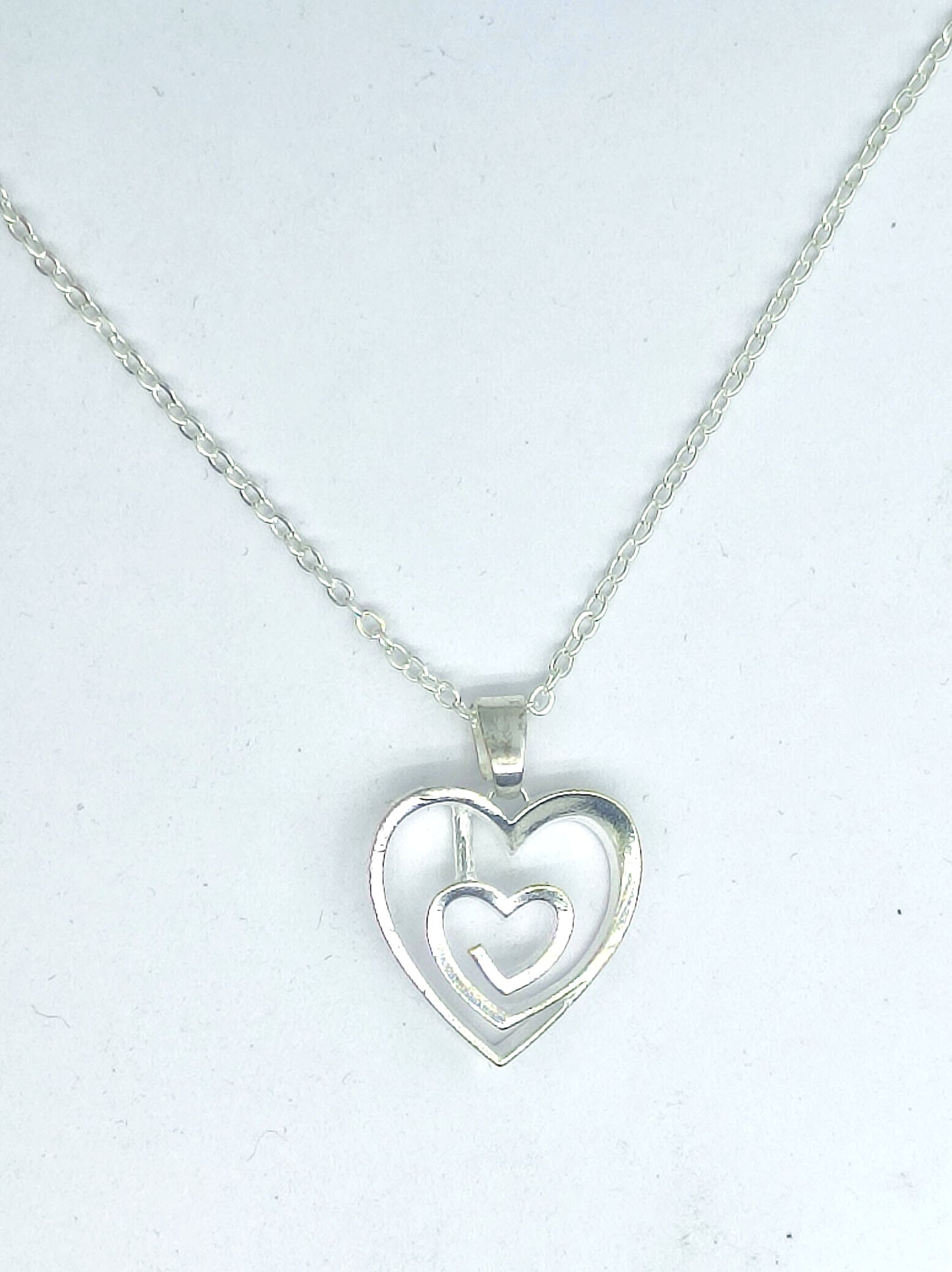 Double Heart Silver Pendant with Chain 05