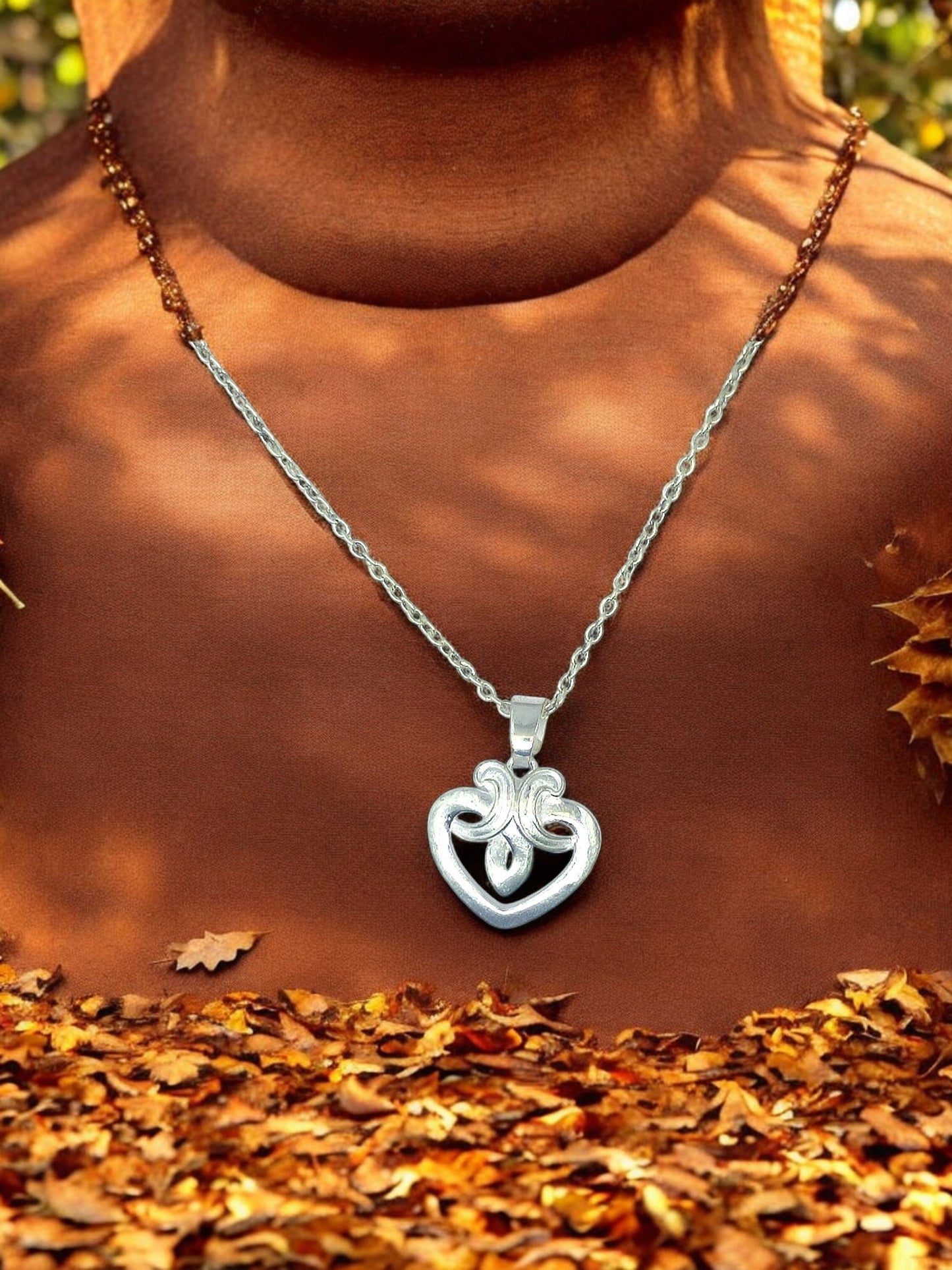 Double Heart Harmony Pendant with chain
