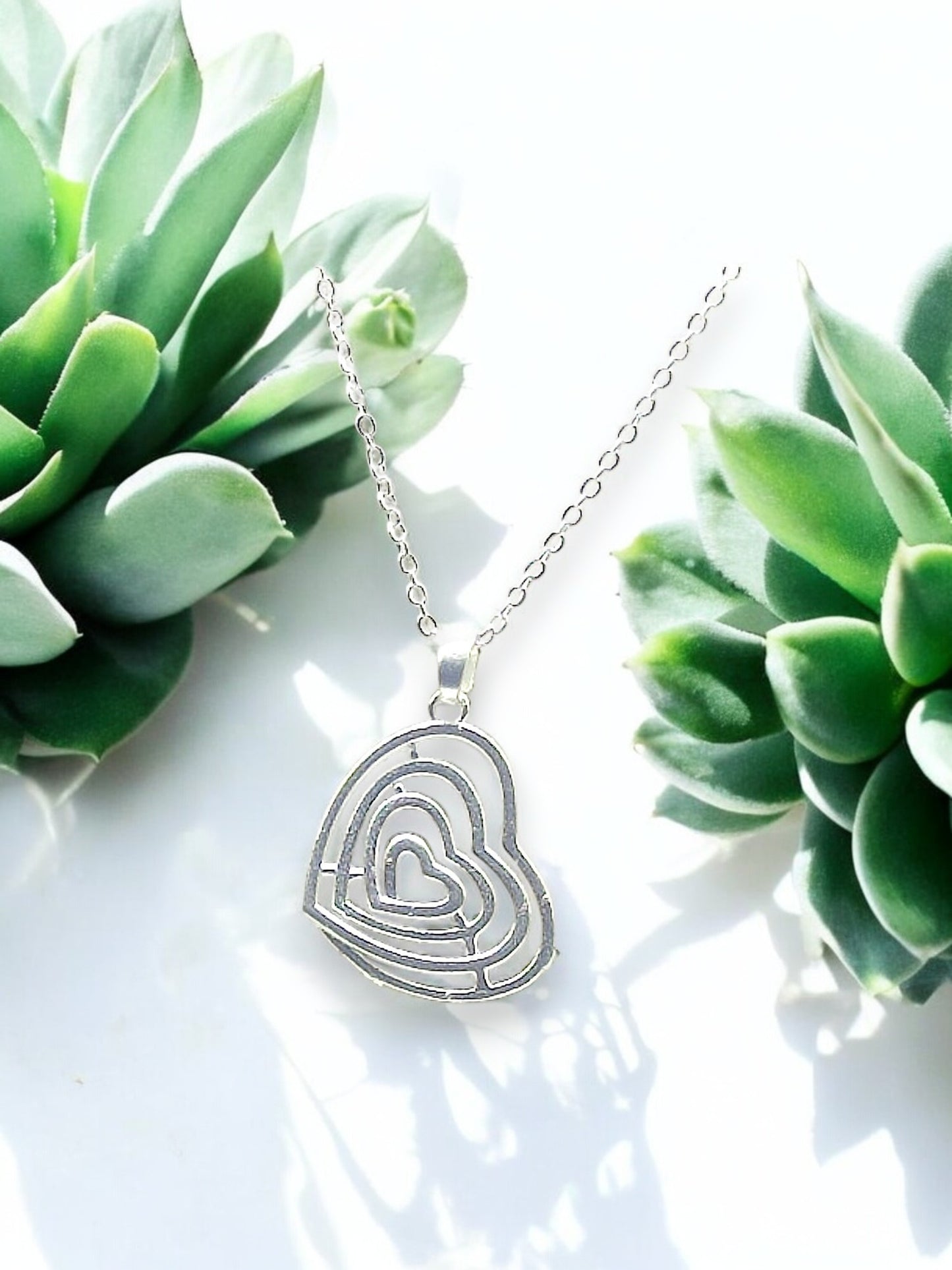Radiant Ripple Heart Pendant with chain