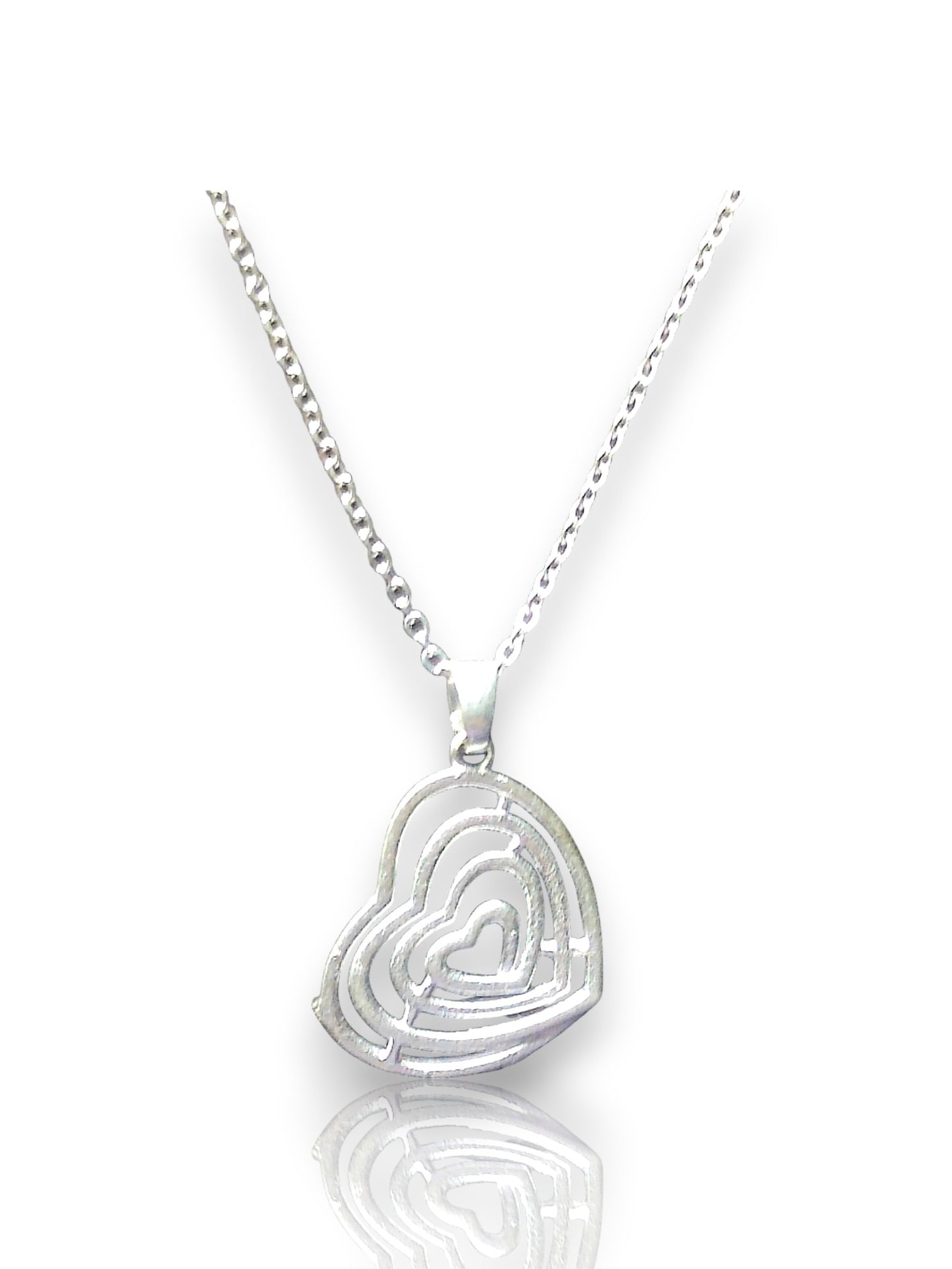 Radiant Ripple Heart Pendant with chain