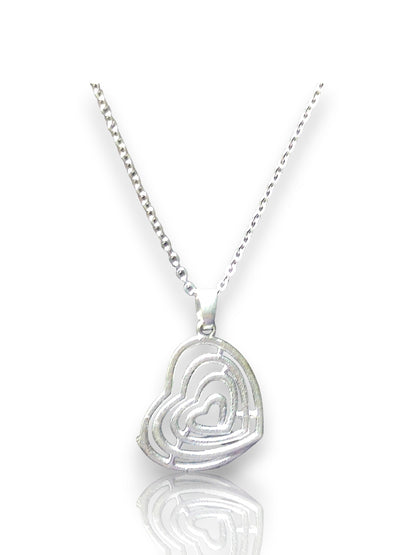 Radiant Ripple Heart Pendant with chain
