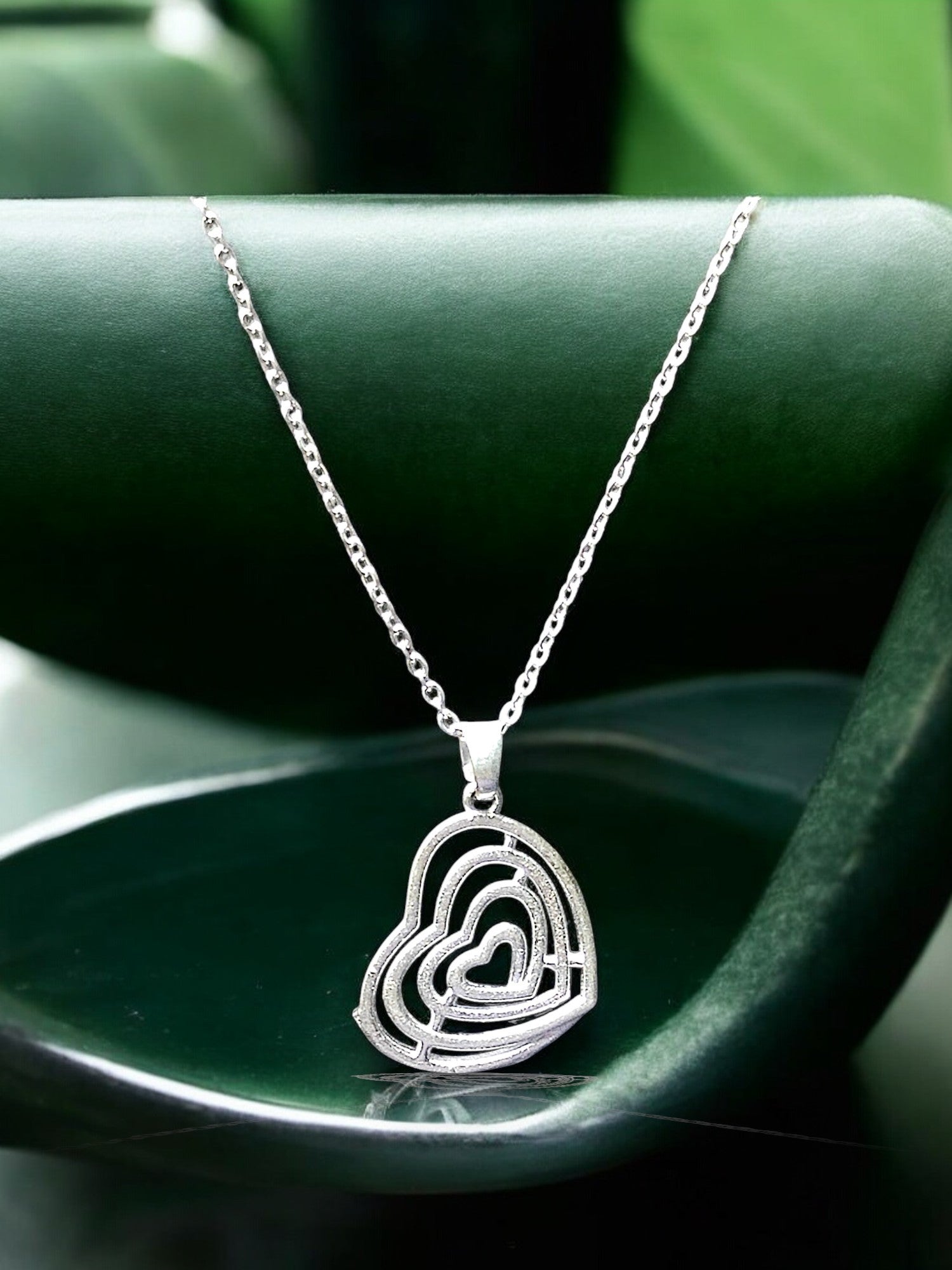Radiant Ripple Heart Pendant with chain