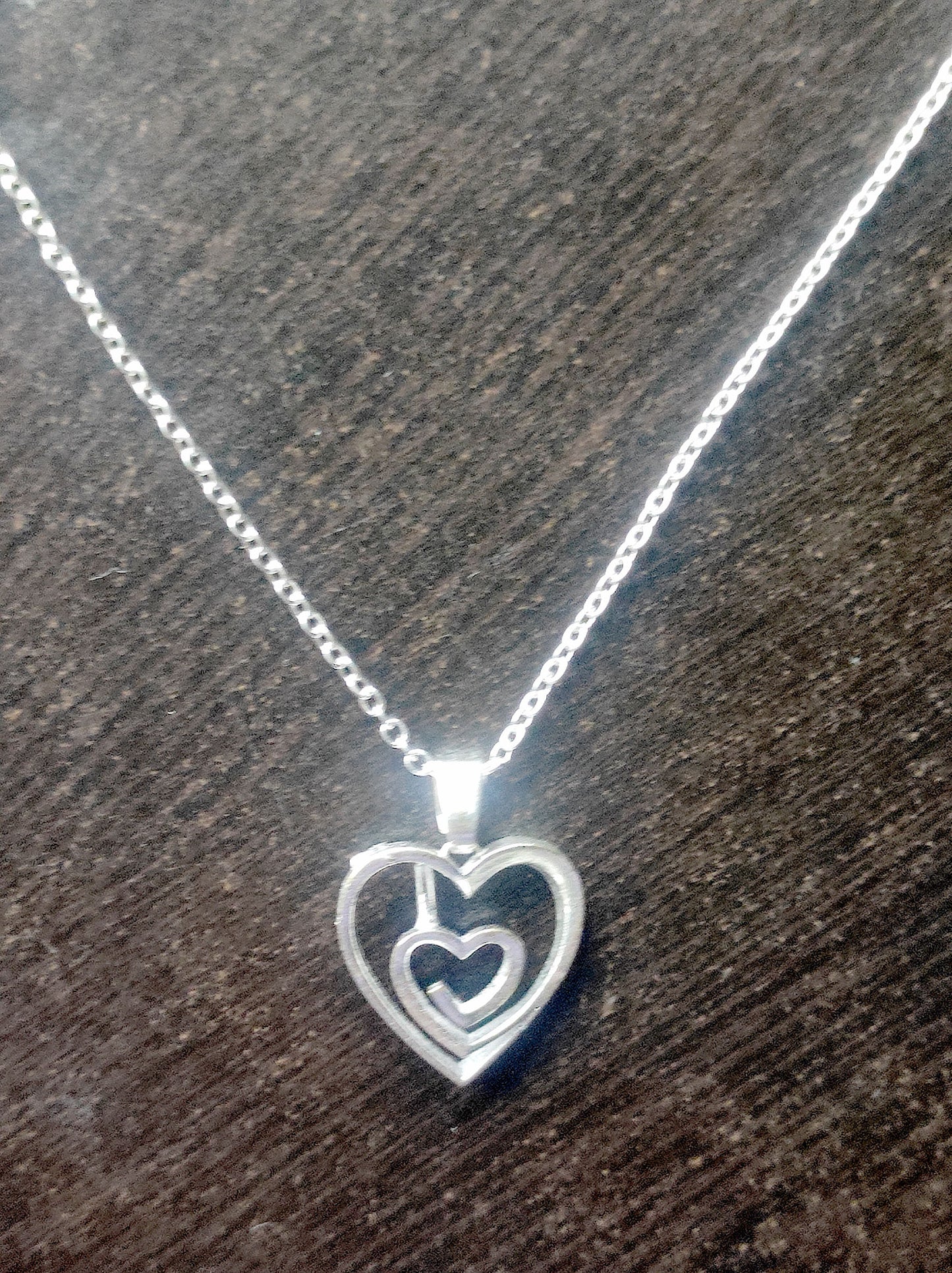 Double Heart Silver Pendant with Chain 05