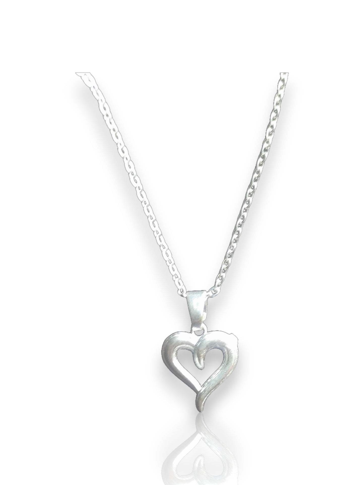 Dual Embrace Silver Heart Pendant with chain