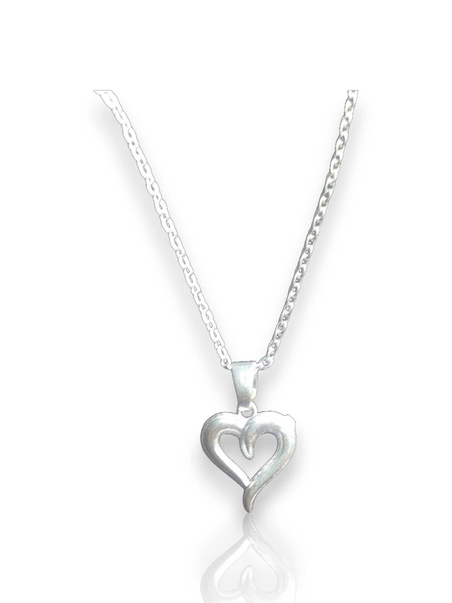 Dual Embrace Silver Heart Pendant with chain