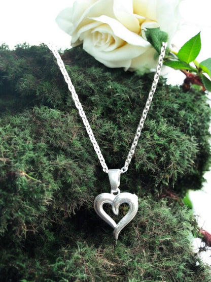 Dual Embrace Silver Heart Pendant with chain