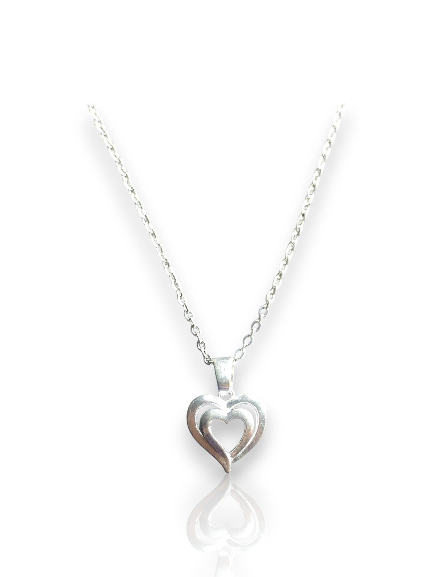 Elegant Dual Heart Silver Pendant with chain