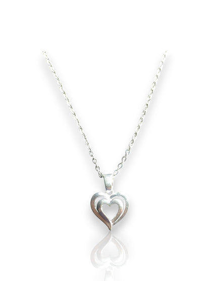 Elegant Dual Heart Silver Pendant with chain