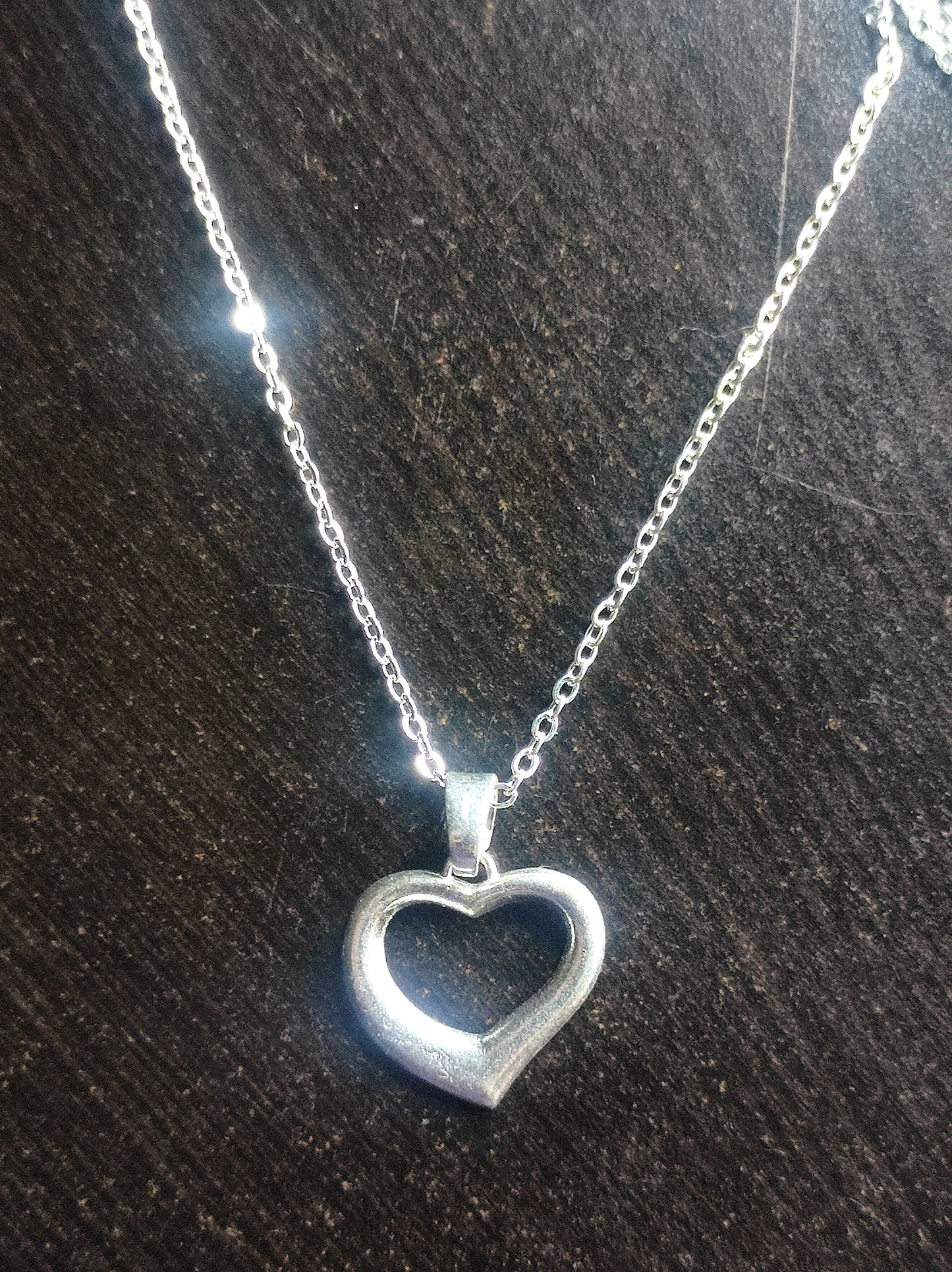 Minimalist Silver Open Heart Pendant with Chain 02