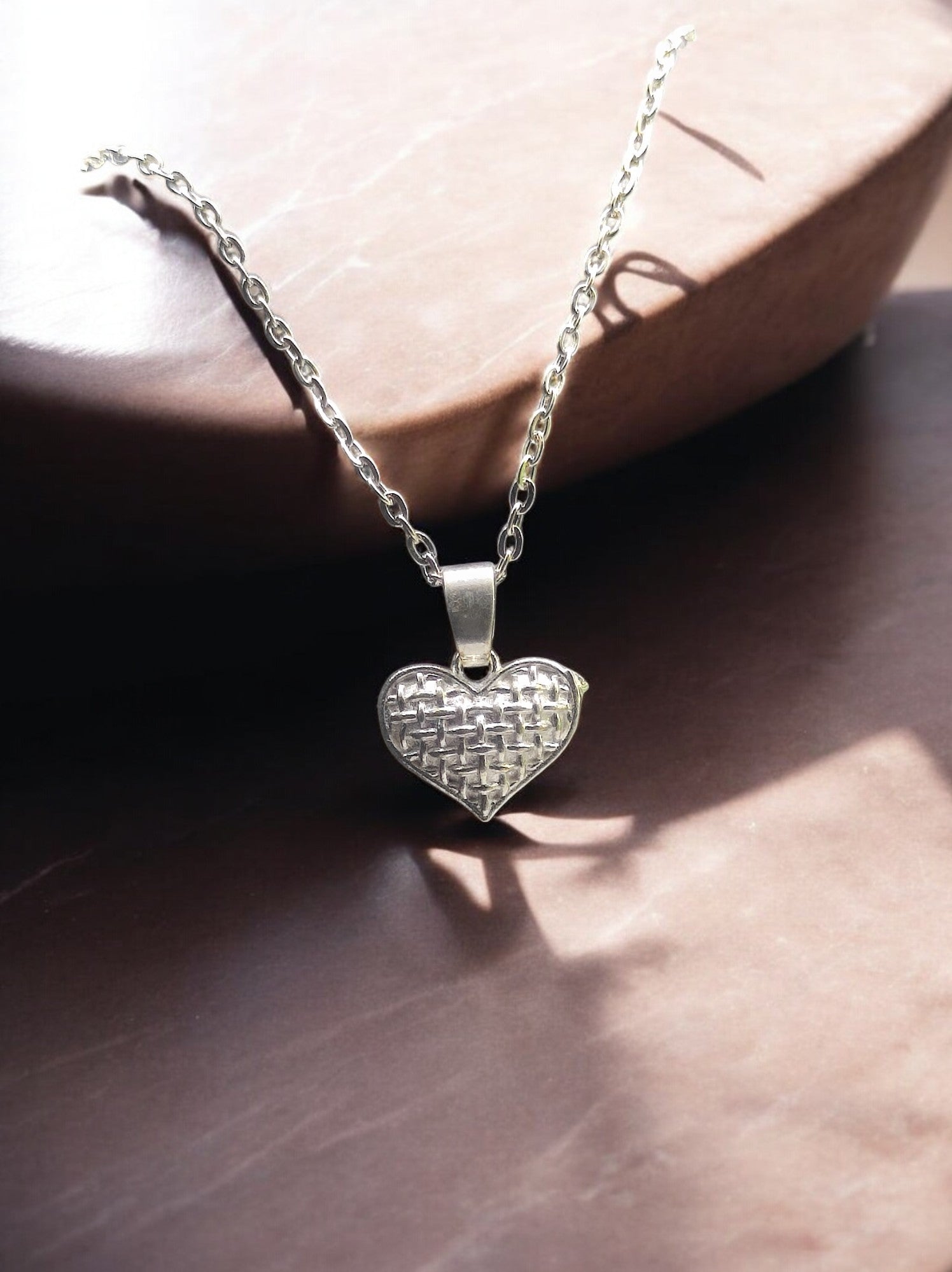 Silver Woven Heart Pendant with chain