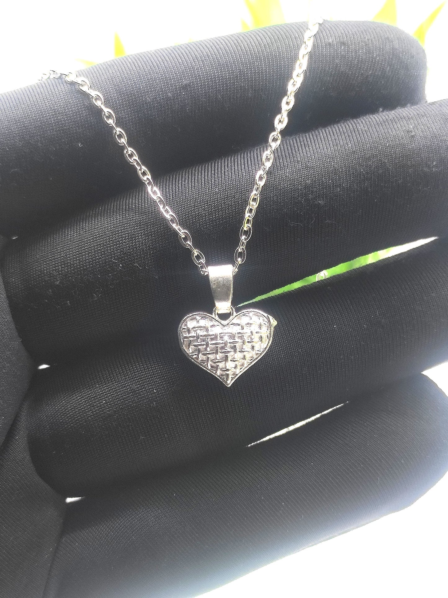 Silver Woven Heart Pendant with chain