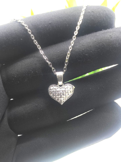 Silver Woven Heart Pendant with chain