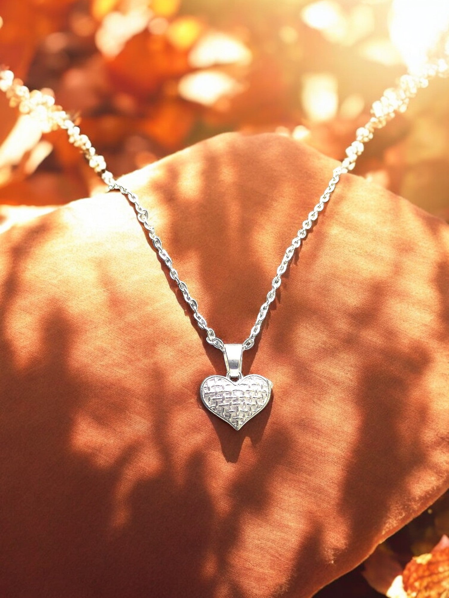 Silver Woven Heart Pendant with chain