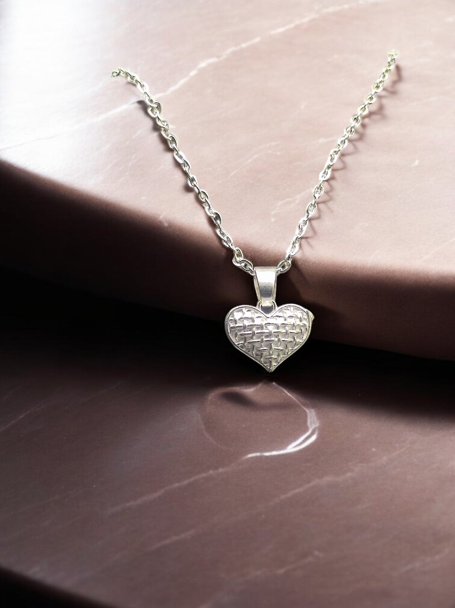 Silver Woven Heart Pendant with chain