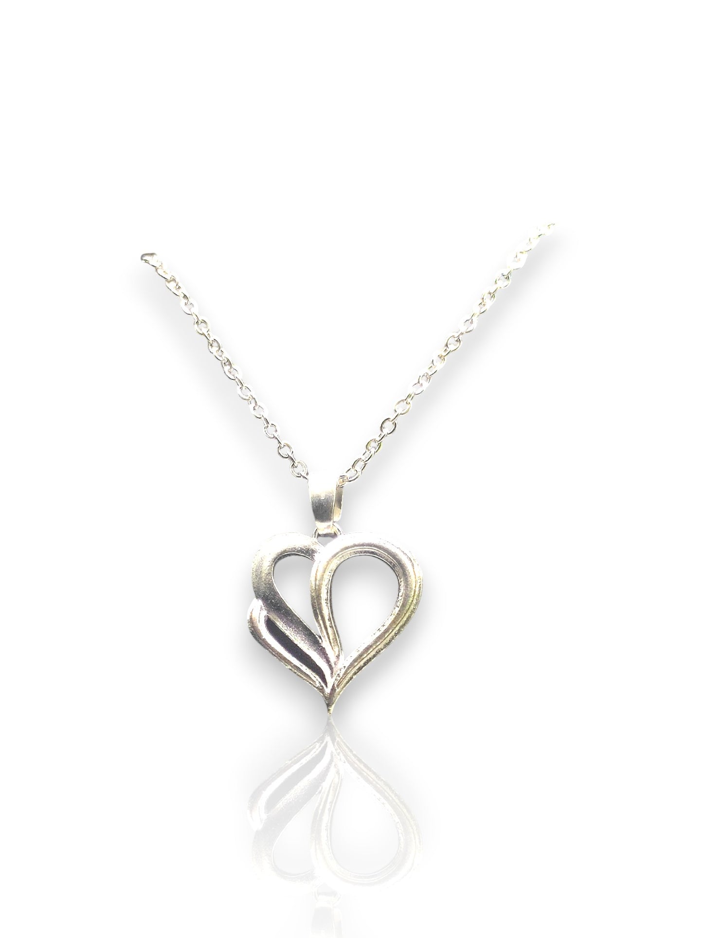 Dual Embrace Silver Heart Pendant with chain