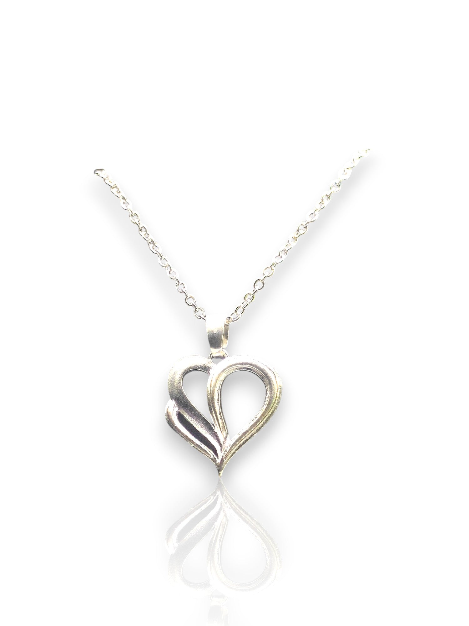 Dual Embrace Silver Heart Pendant with chain