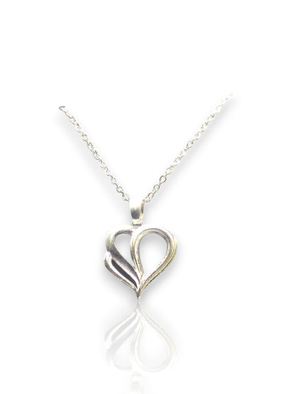 Dual Embrace Silver Heart Pendant with chain