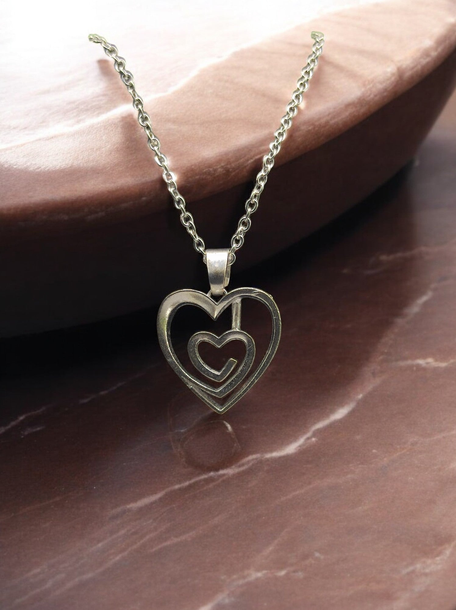 Double Heart Harmony Pendant with chain