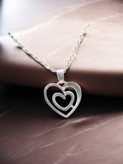 Textured Woven Heart Pendant with chain