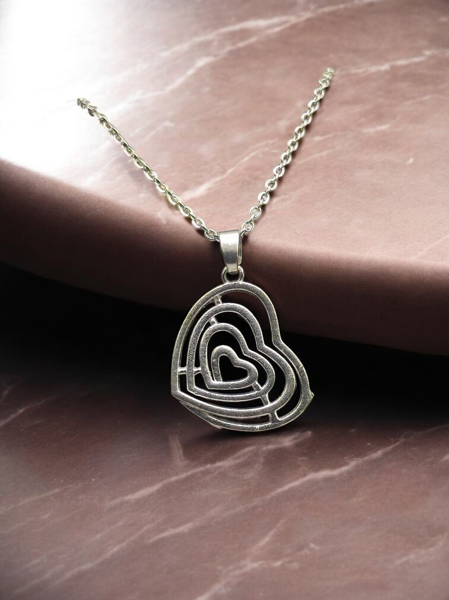 Radiant Ripple Heart Pendant with chain