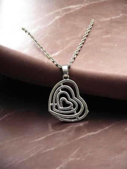 Radiant Ripple Heart Pendant with chain