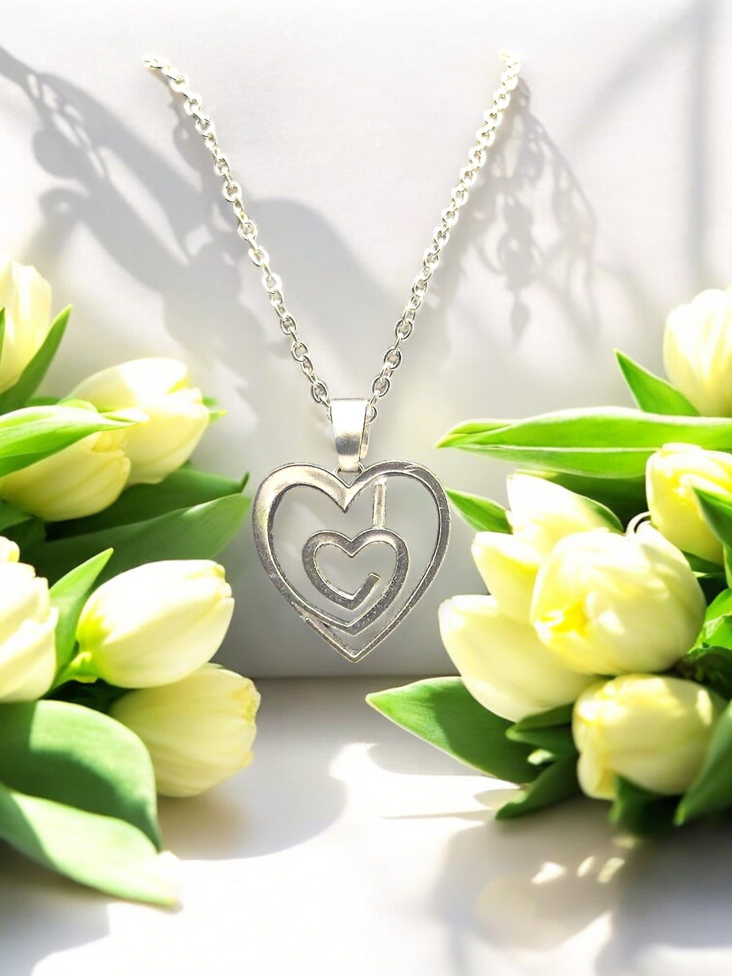 Double Heart Harmony Pendant with chain