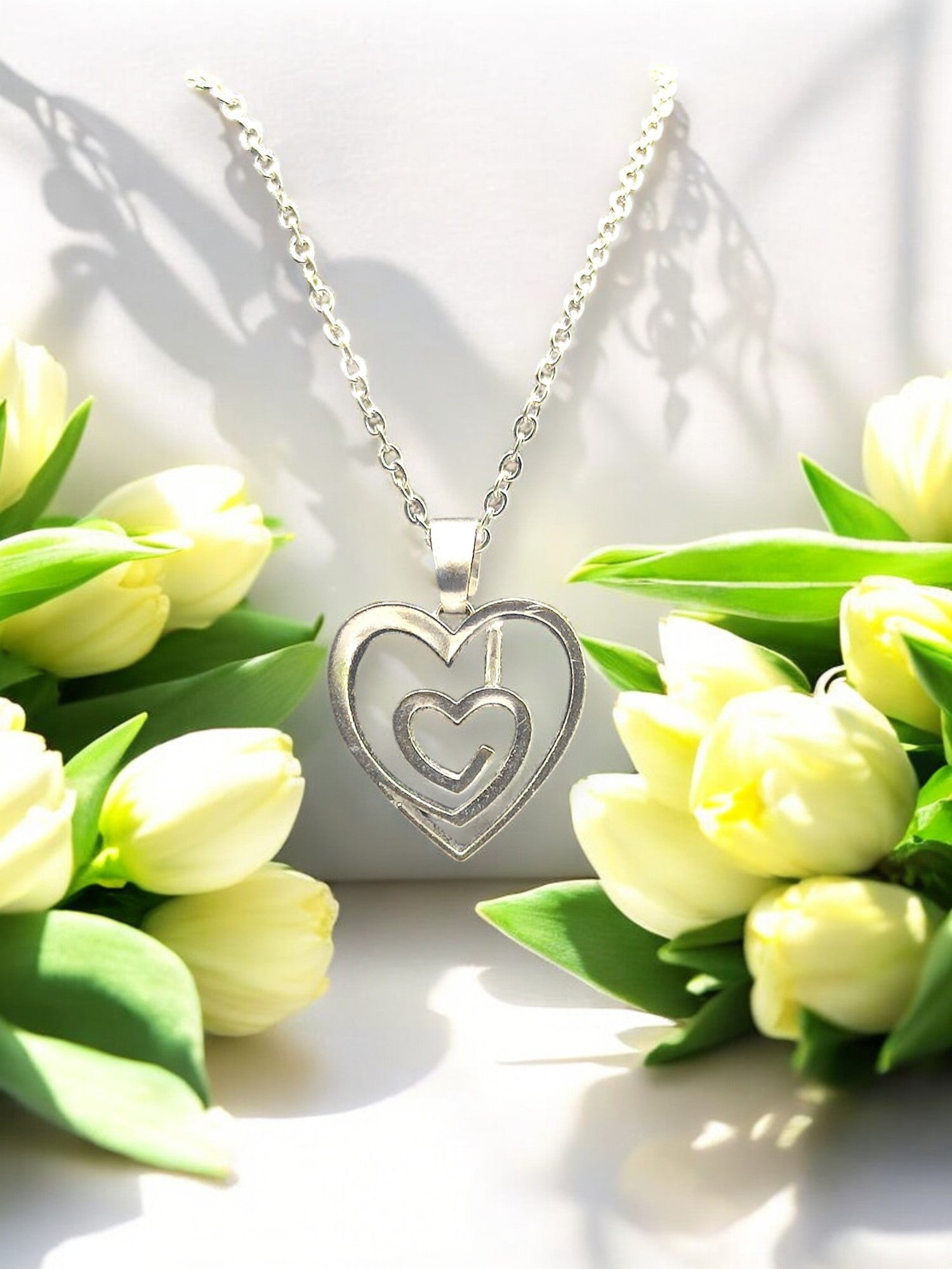 Double Heart Harmony Pendant with chain