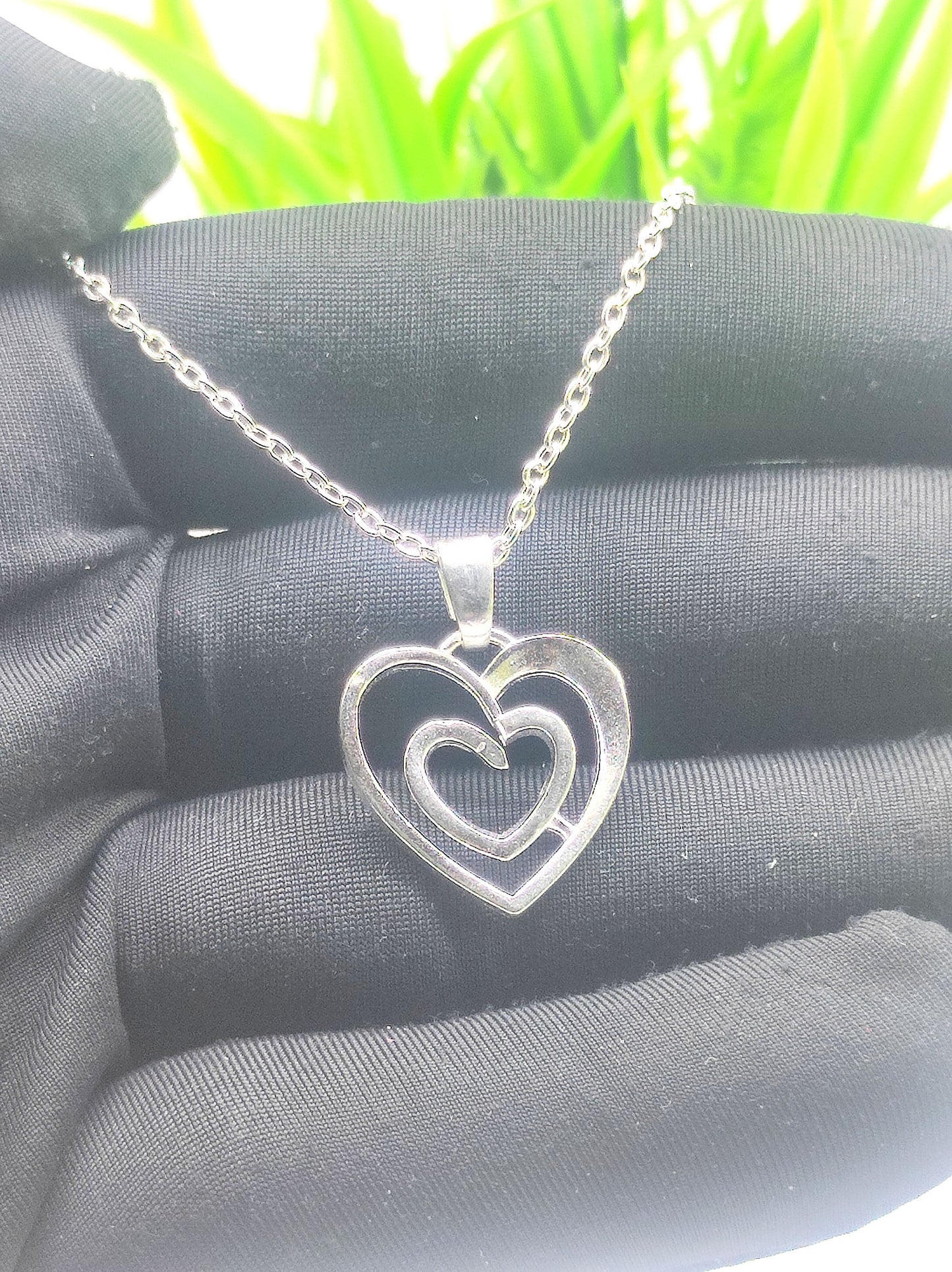 Silver Spiral Heart Pendant with Chain 08