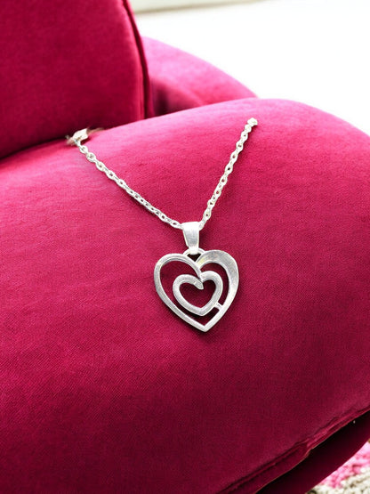 Textured Woven Heart Pendant with chain