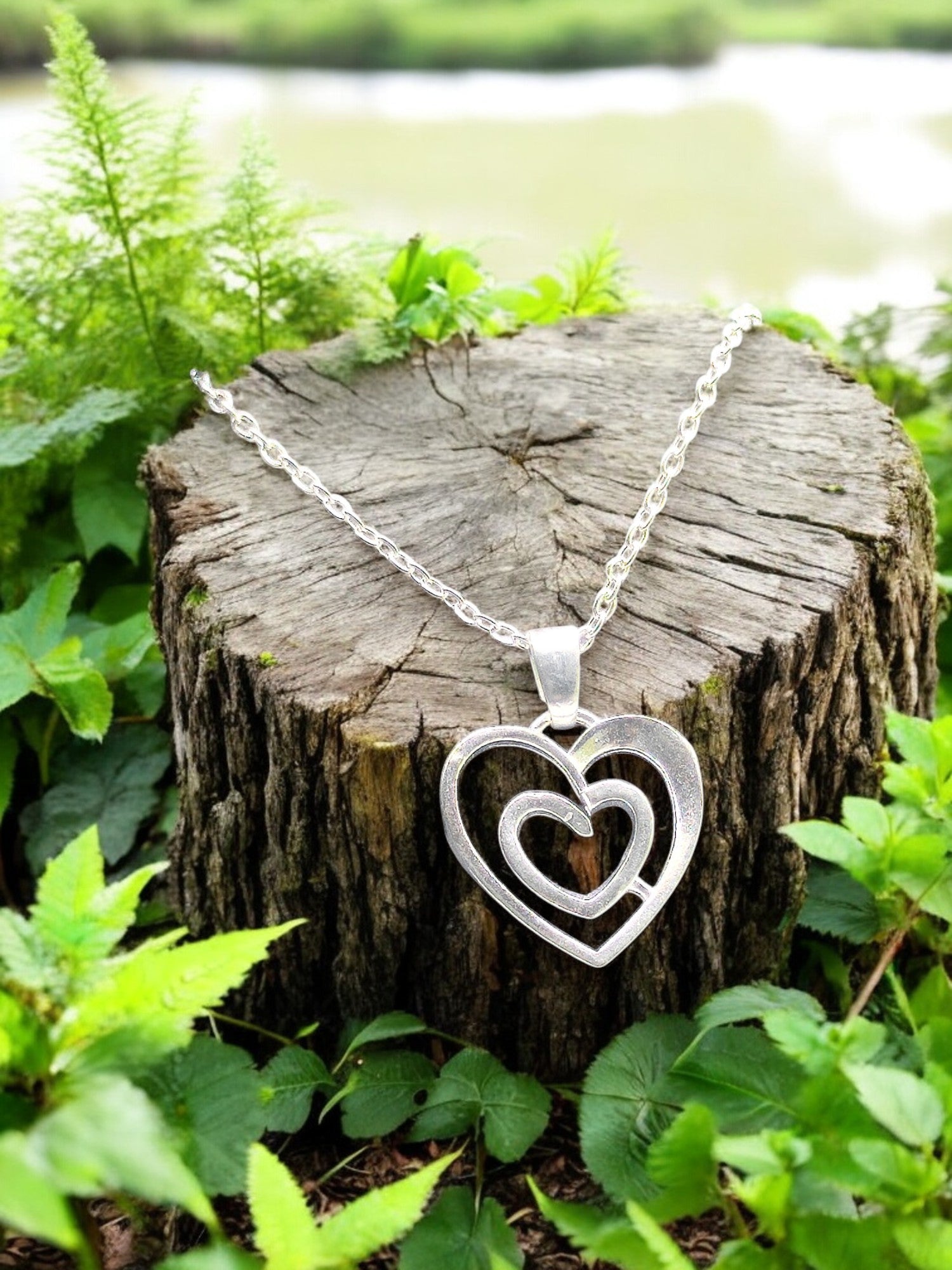Textured Woven Heart Pendant with chain