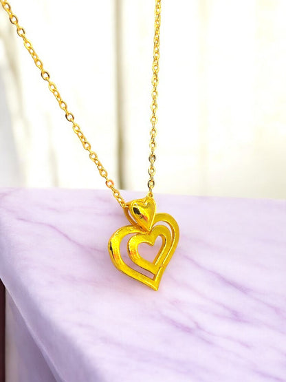Twin Heart Gold Pendant 07