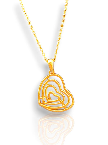 Radiant Ripple Heart Pendant with chain 07