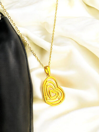 Radiant Ripple Heart Pendant with chain 07