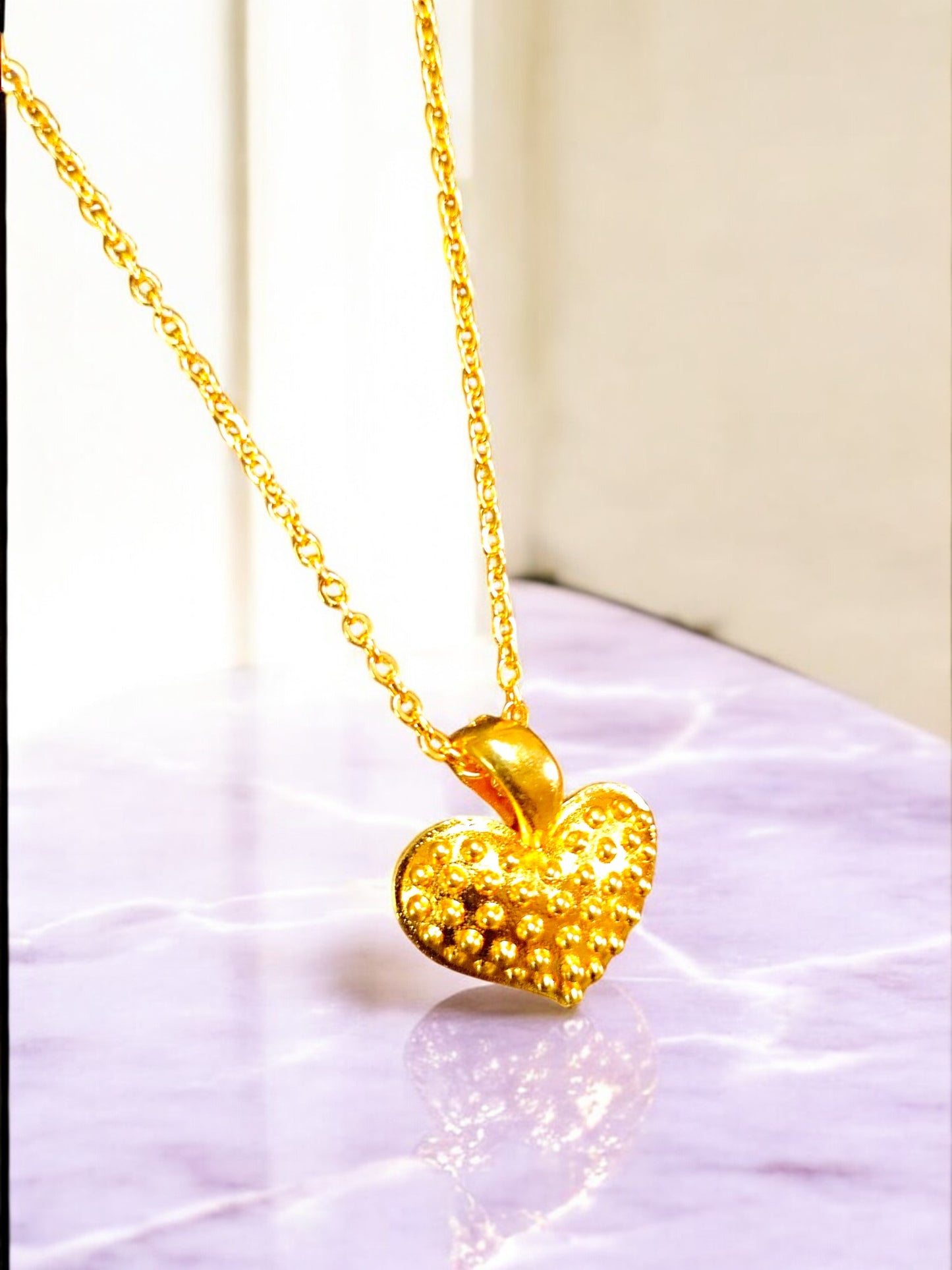 Golden Dotted Heart Pendant 06
