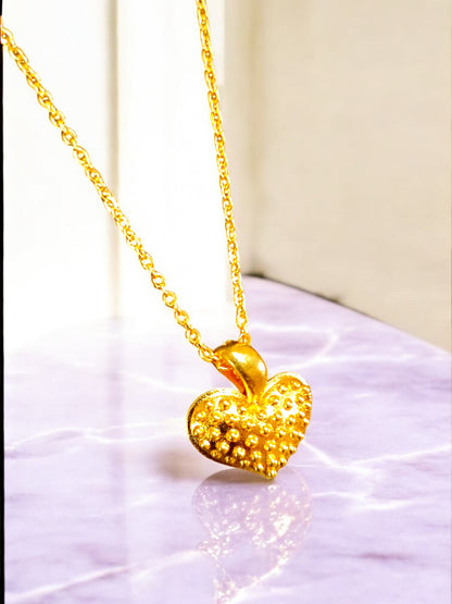 Textured Elegance Heart Pendant with chain 11