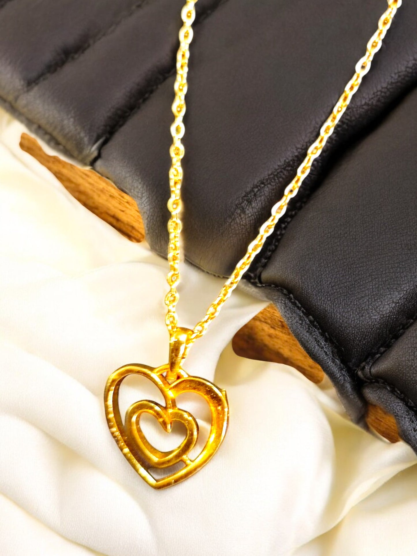 Textured Woven Heart Pendant with chain 08