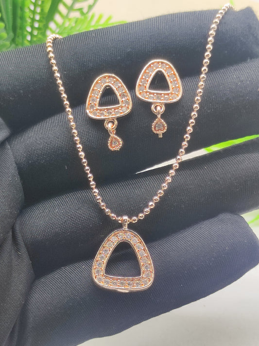 Cusion shape Chain Pendant Set with Earring