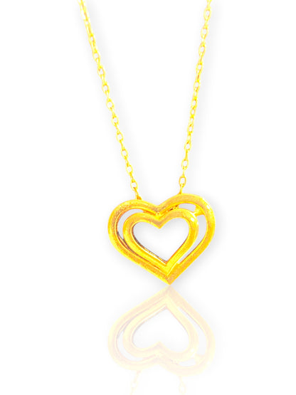 Golden Reflection – Twin Heart Pendant of Love 02