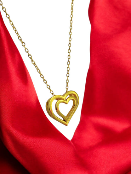 Golden Reflection – Twin Heart Pendant of Love 02