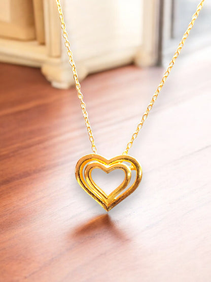 Golden Reflection – Twin Heart Pendant of Love 02