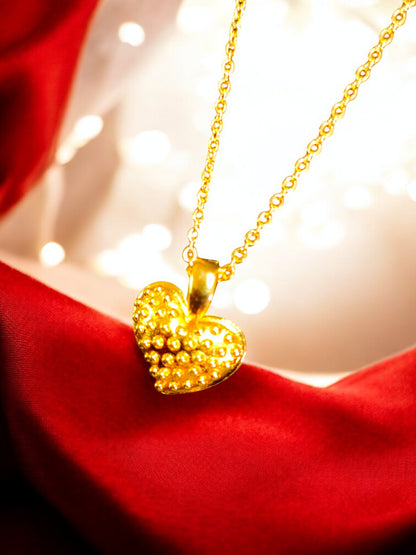 Golden Dotted Heart Pendant 06